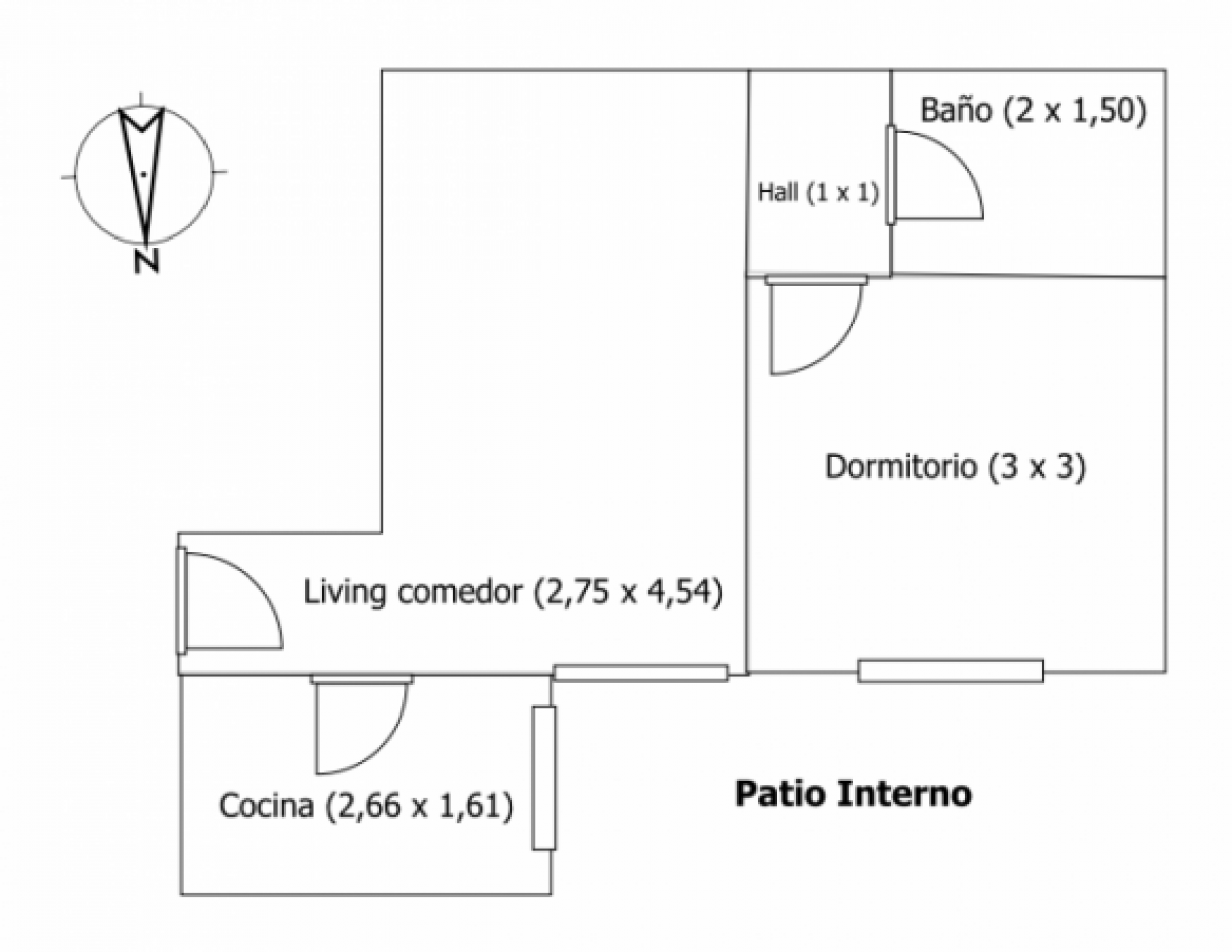 Departamento Dos ambientes, Apto Profesional (San Juan 4369 / Boedo)